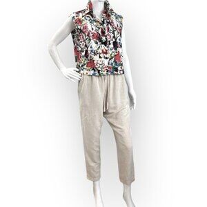 OYSHO Linen Blend Baggy Rise Pull On Pant